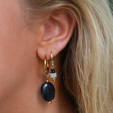 Pendientes de oro pastilla negra